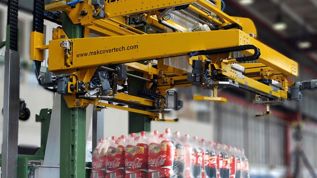 Stretch hood machine MSK Tensiontech: flexible stretch wrapping for high-performance beverage containers
